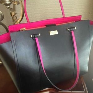 💕Kate Spade Black and Hot Pink Tote Bag